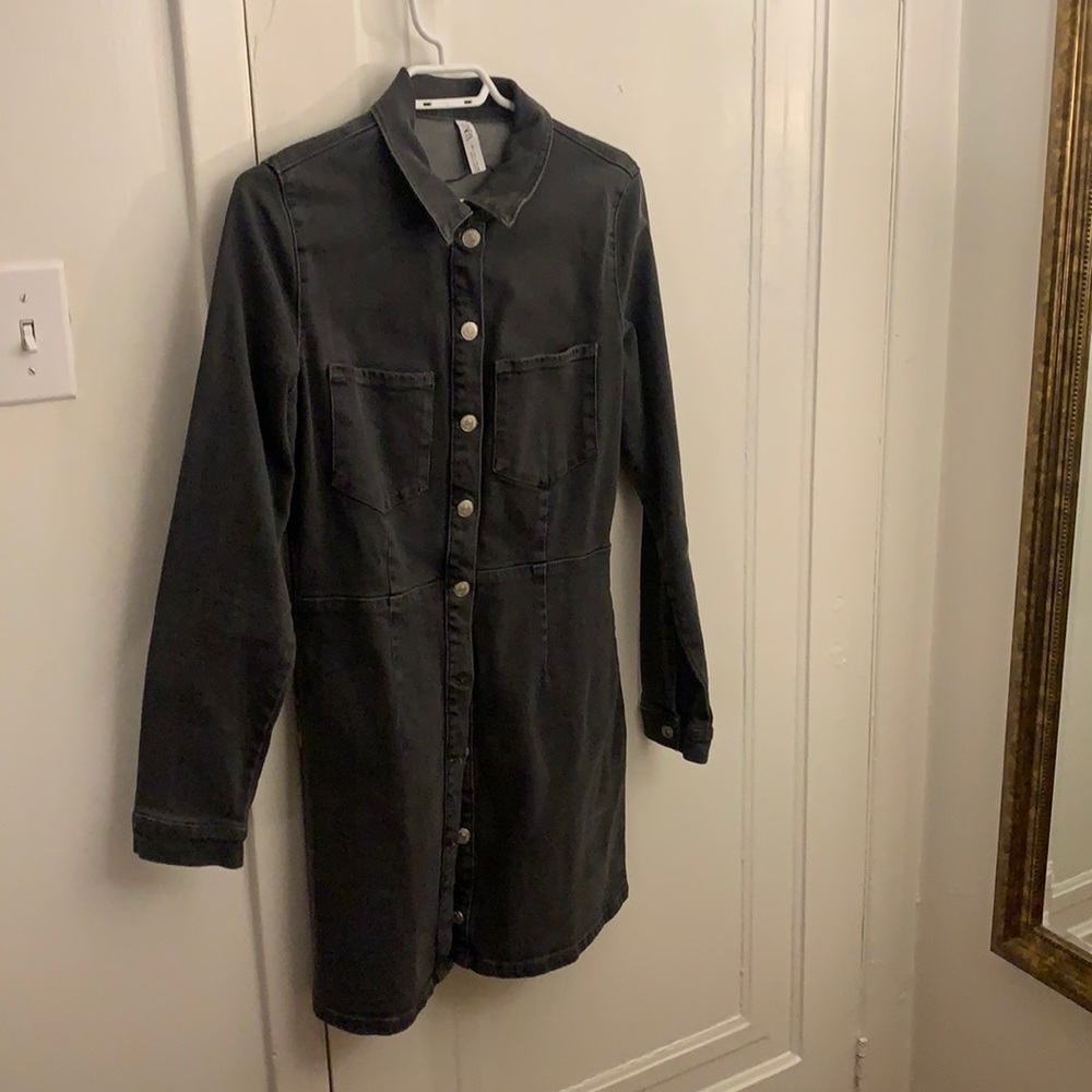 Zara button up denim dress